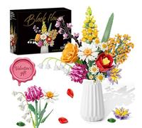KOJAYHOL Bouquet de Fleur Plantes Construction, 1070 pièces Set de briques de fleurs, DIY 10 Set de Fleurs Artificielles à Construire, Fête des mères, anniversaire, cadeau de Saint-Valentin, sans vase