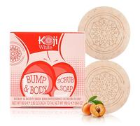 Koji White Kojic Acid Bump Eraser Body Scrub Soap for Exfoliation Butt, Elbow, Underarm with Glutathione, Coenzyme Q10, Skin Brightening for Fade Dark Spots, Fine Lines and Wrinkles, 2.82 oz (2 Bars)