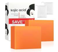 Kojic Lot de 2 savons à l'acide au curcuma Turmeric Kojic Acid Soap, Savon à l'acide kojique, Savon Turmeric Lightening Soap Original avec filet en mousse pour nettoyer en profondeur le visage et le