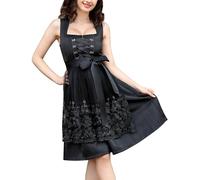 KOJOOIN Dirndl 2 pièces Femme Oktoberfest Traditionnelle Robe élégante Oktoberfest Midi Dirndl Bavaroise fête Occasions spéciales Noir A