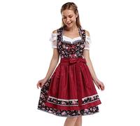 KOJOOIN Dirndl 3 pièces - Robe courte pour femme - Robe midi Dirndl avec robe Dirndl, chemisier Dirndl, tablier pour fête de la bière, occasions spéciales, rouge bordeaux, 42