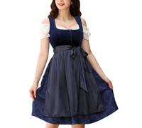 KOJOOIN Ensemble De 3 Robes Traditionnelles Courtes Dirndl pour Femme pour Les Occasions Spéciales De L'Oktoberfest Bleu foncé （Velours） A 34