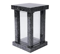 KOKA Lampe funéraire en granite bleu nuit - Décoration funéraire - Fabriquée à la main - Verre