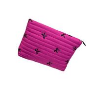 kokdid Organisateur de maquillage matelassé avec nœud brodé - Spacieux et lavable - Sac de rangement pour cosmétiques de voyage essentiel