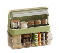 kokdid Organiseur de rangement à double couche avec couvercle pour comptoir, cuisine, garde-manger, décoration de bureau