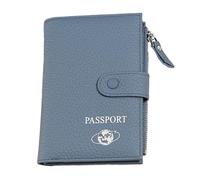 kokdid Passeports en cuir synthétique organisés avec rangement pour cartes et espèces, porte-monnaie pour les voyageurs fréquents et les vacances en famille, organiseur multifonction, bleu