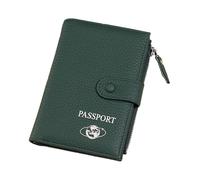 kokdid Passeports en cuir synthétique organisés avec rangement pour cartes et espèces, porte-monnaie pour les voyageurs fréquents et les vacances en famille, organiseur multifonction, Vert