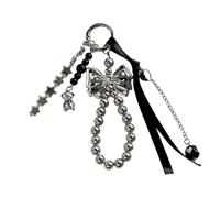 kokdid Pendentif nœud en perles noires pour sacs, porte-clés, bagages, accessoire exclusif coréen, porte-clés perlé