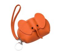 kokdid Porte-cartes en cuir véritable robuste avec fermeture éclair pour femme Motif éléphant, Doré, 12*6*9cm