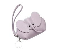 kokdid Porte-cartes en cuir véritable robuste avec fermeture éclair pour femme Motif éléphant, lavande, 12*6*9cm