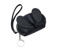 kokdid Porte-cartes en cuir véritable robuste avec fermeture éclair pour femme Motif éléphant, Noir , 12*6*9cm