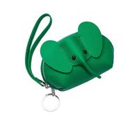 kokdid Porte-cartes en cuir véritable robuste avec fermeture éclair pour femme Motif éléphant, Vert Fruit, 12*6*9cm