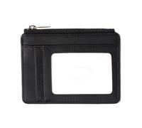 kokdid Porte-cartes portable en cuir synthétique avec fermeture éclair pour les réunions d'affaires et les cartes de voyage, Noir