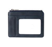 kokdid Porte-cartes portable en cuir synthétique avec fermeture éclair pour les réunions d'affaires et les cartes de voyage, bleu