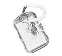 kokdid Porte-cartes transparent avec cordon à ressort résistant à l'eau pour cartes de crédit, cartes de visite, cartes de bus, w, as pics show
