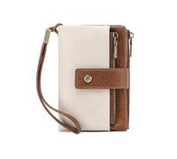 kokdid Portefeuille à trois volets en cuir pour femme avec dragonne et porte-cartes, blanc