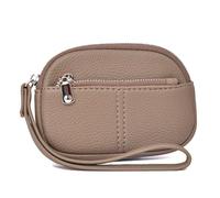 kokdid Portefeuille en cuir pour femme avec fermeture éclair, poche pour pièces de monnaie et emplacements pour cartes, sac à main de voyage compact en cuir, marron, Beauté de masse