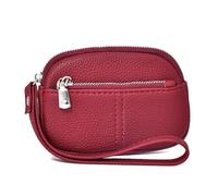 kokdid Portefeuille en cuir pour femme avec fermeture éclair, poche pour pièces de monnaie et emplacements pour cartes, sac à main de voyage compact en cuir, Rouge
