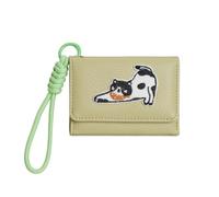 kokdid Portefeuille léger pour amoureux des animaux en cuir synthétique avec porte-cartes et dragonne facile à prendre en main, vert clair, Beauté de masse