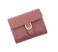kokdid Portefeuille tendance petit et compact pour femme en cuir synthétique à trois volets, porte-cartes de crédit, porte-monnaie simple pour femme, rose rouge