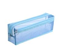 kokdid Trousse à crayons transparente double couche pour crayons - Organisateur de stylos - Sac de rangement de voyage, bleu, 22*6*9cm