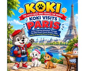 KOKI Visits Paris: A Fun Coloring Adventure Through the Eiffel Tower, French Streets, Cafés, Castles & Amazing Places for Kids Ages 4-8