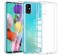 Kokio Coque pour Samsung Galaxy A51 4G,avec 2 Pièces Verre Trempé,Transparent étui de Protection, Très Mince Silicone Antichoc Bumper Housse,Coque pour Samsung A51