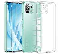 Kokio Coque pour Xiaomi Mi 11 Lite 4G / 11 Lite 5G / 11 Lite 5G NE,avec 2 Pièces Verre Trempé,Transparent étui de Protection, Très Mince Silicone Antichoc Bumper Housse,Coque pour Xiaomi Mi 11 Lite