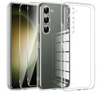 Kokio Crystal Clear Coque pour Samsung Galaxy S23 5G avec 2 Morceaux de Verre de Protection,Coque de Protection en Silicone TPU Transparent Ultra Fin et Souple,Anti-Jaunissement Anti-Rayures