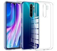 Kokio Crystal Clear Coque pour Xiaomi Redmi Note 8 Pro avec 2 Pièces de Verre de Protection,Coque de Protection en Silicone TPU Transparent Ultra Fin et Souple,Anti-Jaunissement,Anti-Rayures