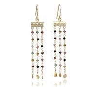 KOKO Boucles d'oreilles Tourmalines, Boucles d'oreilles Pierres Naturelles Pendantes pour Femme, Dorés Plaqué or 18k, Bijoux Pierre Naturell Tourmaline dans une Boîte Cadeau