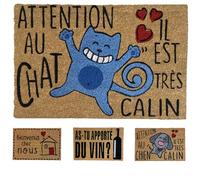 KOKO DOORMATS Paillasson Exterieur Entree Coco - Attention au Chat - Base PVC Antidérapante | 40 x 60 cm | Tapis d’Entrée Durable et Absorbant | Design Accueillant | Intérieur/Extérieur Abrité