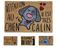 KOKO DOORMATS Paillasson Exterieur Entree Coco - Attention au Chien - Base PVC Antidérapante | 40 x 60 cm | Tapis d’Entrée Durable et Absorbant | Design Accueillant | Intérieur/Extérieur Abrité