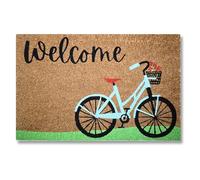 KOKO DOORMATS Paillasson Exterieur Entree Coco | Base PVC Antidérapante | Tapis d’Entrée Absorbant et Durable | Design Original pour Intérieur et Extérieur Abrité | 40x60 cm | Welcome - Vélo