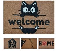 KOKO DOORMATS Paillasson Exterieur Entree Coco | Base PVC Antidérapante | Tapis d’Entrée Absorbant et Durable | Design Original pour Intérieur et Extérieur Abrité | 40x60 cm | Welcome Chat