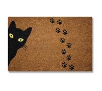 KOKO DOORMATS Paillasson Exterieur Entree Coco | Base PVC Antidérapante | Tapis d’Entrée Absorbant et Durable | Design Original pour Intérieur et Extérieur Abrité | 40x60 cm | Chat Noir