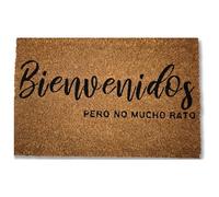 KOKO DOORMATS Paillasson Exterieur Entree Coco en Espagnol- Bienvenido Pero no Mucho rato - Base PVC Antidérapante | 40 x 60 cm | Tapis d’Entrée Durable et Absorbant | Design Accueillant