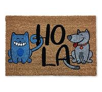 KOKO DOORMATS Paillasson Exterieur Entree Coco - Hola - Chat et Chien - Base PVC Antidérapante | 40 x 60 cm | Tapis d’Entrée Durable et Absorbant | Design Accueillant | Intérieur/Extérieur Abrité