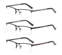 KoKoBin 3 Stuks Lunettes de lecture anti-lumière bleue pour hommes et femmes Avec filtre de lumière bleue Cadre métallique Charnière à ressort Aide à la lecture Lunettes (3 Pack, 3, diopters)