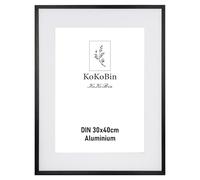 KoKoBin A4 21 x 30 cm Cadre en aluminium Cadre pour affiche en métal noir avec plexiglas incassable Cadre moderne avec séparateurs pour affiches photo Image (Noir 30 x 40)