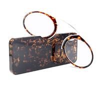 KoKoBin Lentilles de lecture unisexes Aide visuelle compacte Mini Nose Clip Lunettes de lecture sans branches Antidérapantes Aide à la lecture - Toujours à portée de main (léopard, 2.5, diopters)