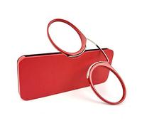KoKoBin Lentilles de lecture unisexes Aide visuelle compacte Mini Nose Clip Lunettes de lecture sans branches Antidérapantes Aide à la lecture - Toujours à portée de main (rouge, 1.5, diopters)