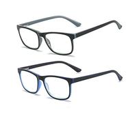 KoKoBin Lunettes de lecture avec filtre à lumière bleue - Charnière à ressort - Lunettes d'ordinateur - Carrées HD - Anti-lumière bleue - Pour homme et femme,2.0 Dioptrien (2er Pack)