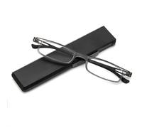 KoKoBin Lunettes de lecture compactes avec protection contre la lumière bleue et les UV, avec étui à lunettes portable et plat, pour hommes et femmes (Gris, 2, Dioptres)