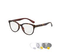 KoKoBin Lunettes de lecture photochromiques - Lunettes de presbytie optiques à charnière à ressort pour homme et femme - Lunettes intelligentes à changement de couleur, léopard, taille unique