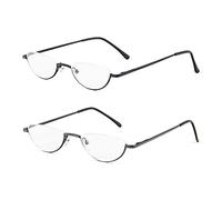 KoKoBin Lunettes de lecture unisexes demi-monture ultra fines avec charnière en métal, 2 pièces., +1.5