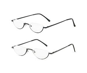 KoKoBin Lunettes de lecture unisexes demi-monture ultra fines avec charnière en métal, 2 pièces., +1.5