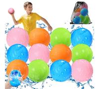 KOKODI Bombes à eau réutilisables en silicone, remplissage rapide et fermeture magnétique automatique, jouets d'eau pour enfants et adultes, jeux d'été piscine et plage (12 pièces）