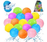 KOKODI Bombes à eau réutilisables en silicone, remplissage rapide et fermeture magnétique automatique, jouets d'eau pour enfants et adultes, jeux d'été piscine et plage (18 pièces, Modèle universel）