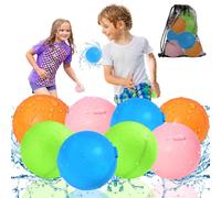 KOKODI Bombes à eau réutilisables en silicone, remplissage rapide et fermeture magnétique automatique, jouets d'eau pour enfants et adultes, jeux d'été piscine et plage (8 pièces, Modèle universel）